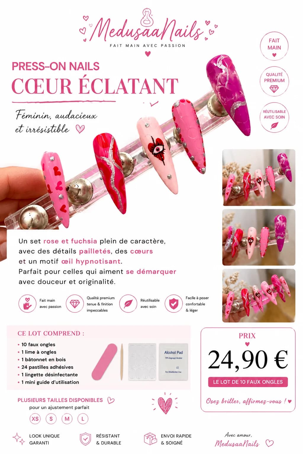 💗 Cœur Éclatant – Press-on Nails 💗 — photo 2