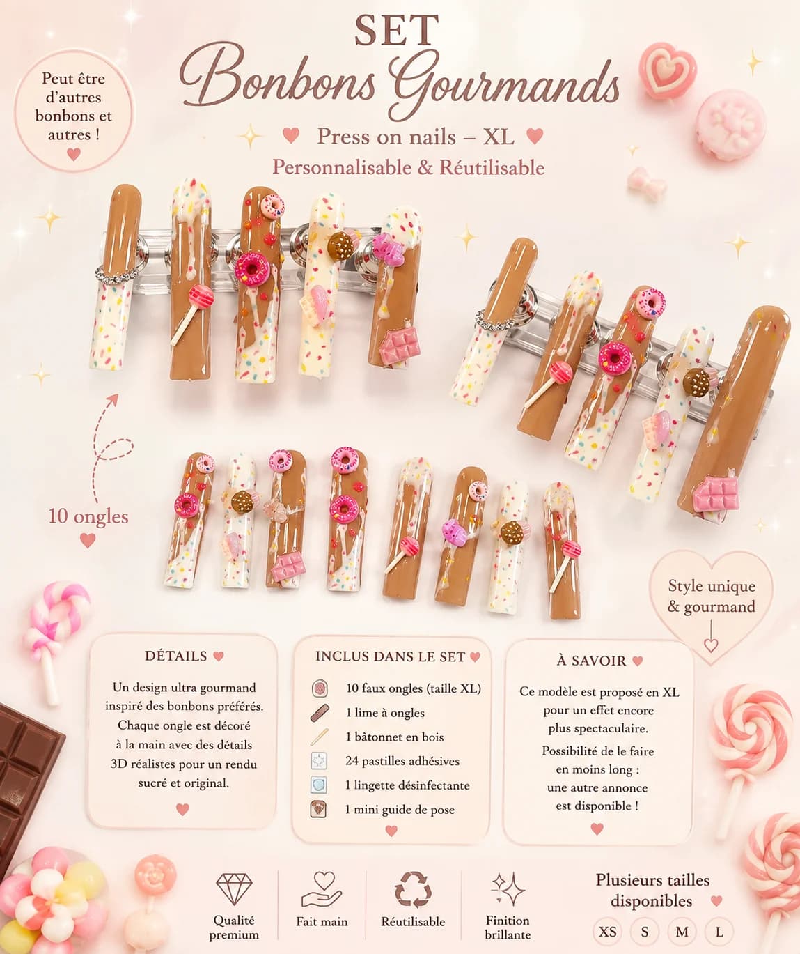 Set Press On Nails XL – Candy & Bonbons 🍬🍩